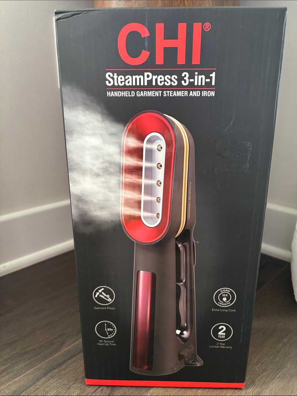 CHI SteamPress 3-in-1 Handheld Garment Steamer & Press Iron,Titanium Ceramic